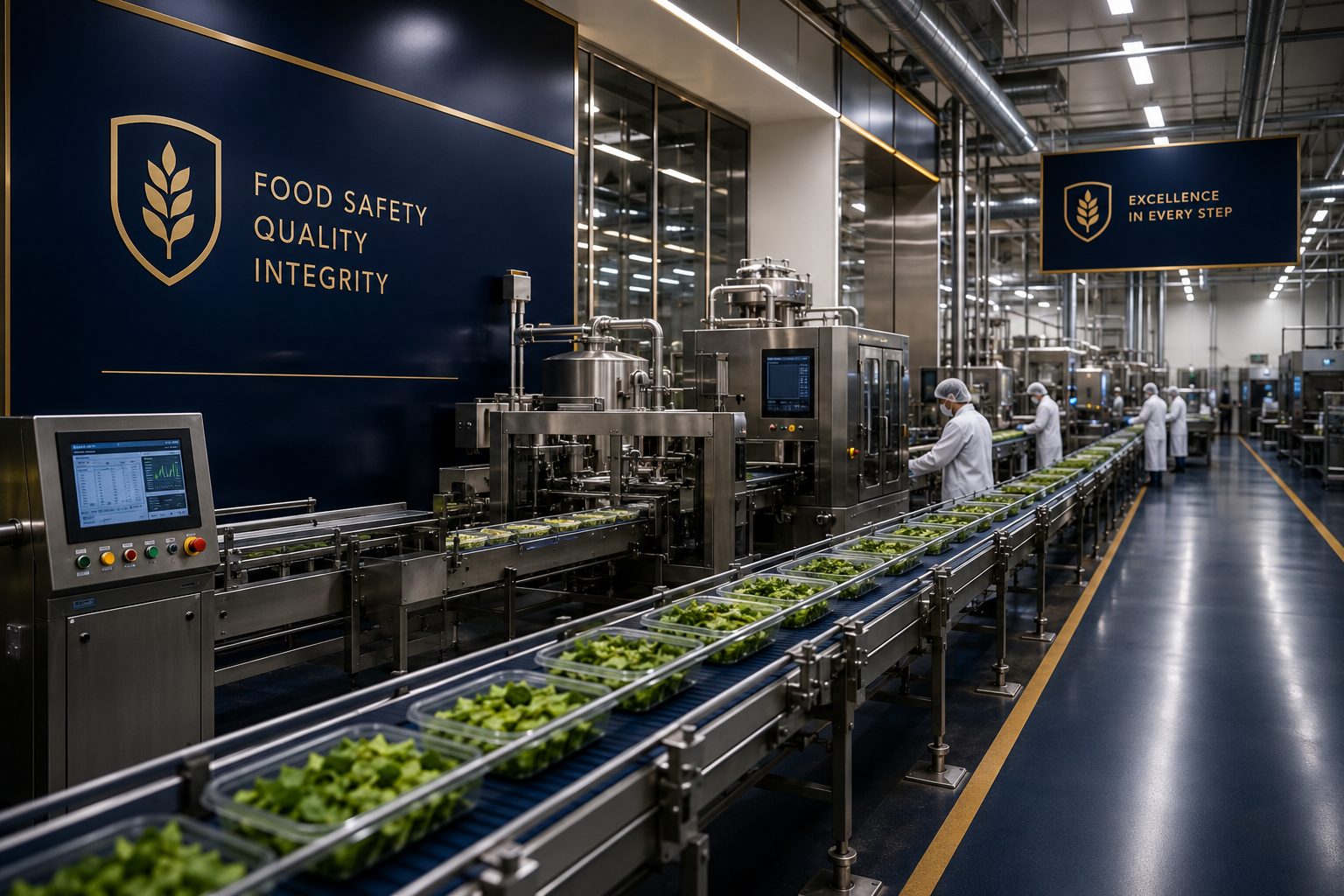 Food processing facility with food safety and quality signage